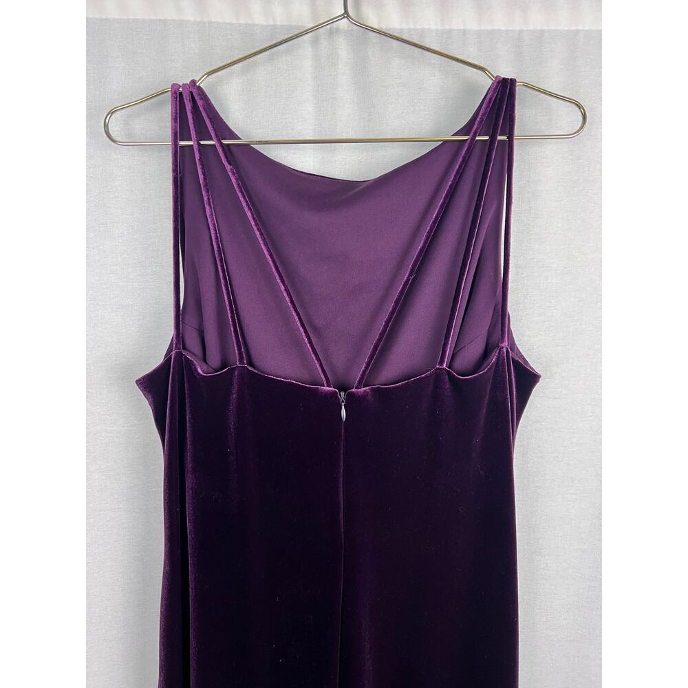 VTG 90s Dress Bias Cut Purple Velvet Hand Painted Floral Whimsigoth Fairy Prom - Picture 4 of 5